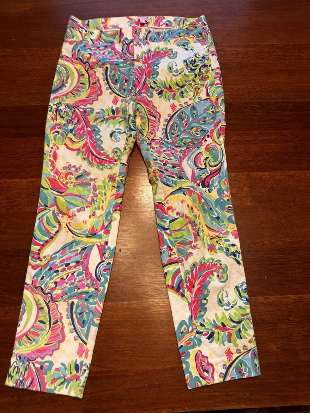 Lilly Pulitzer Pants Multicolor Tropical Paisley Floral Size 6 Kelly Ankle